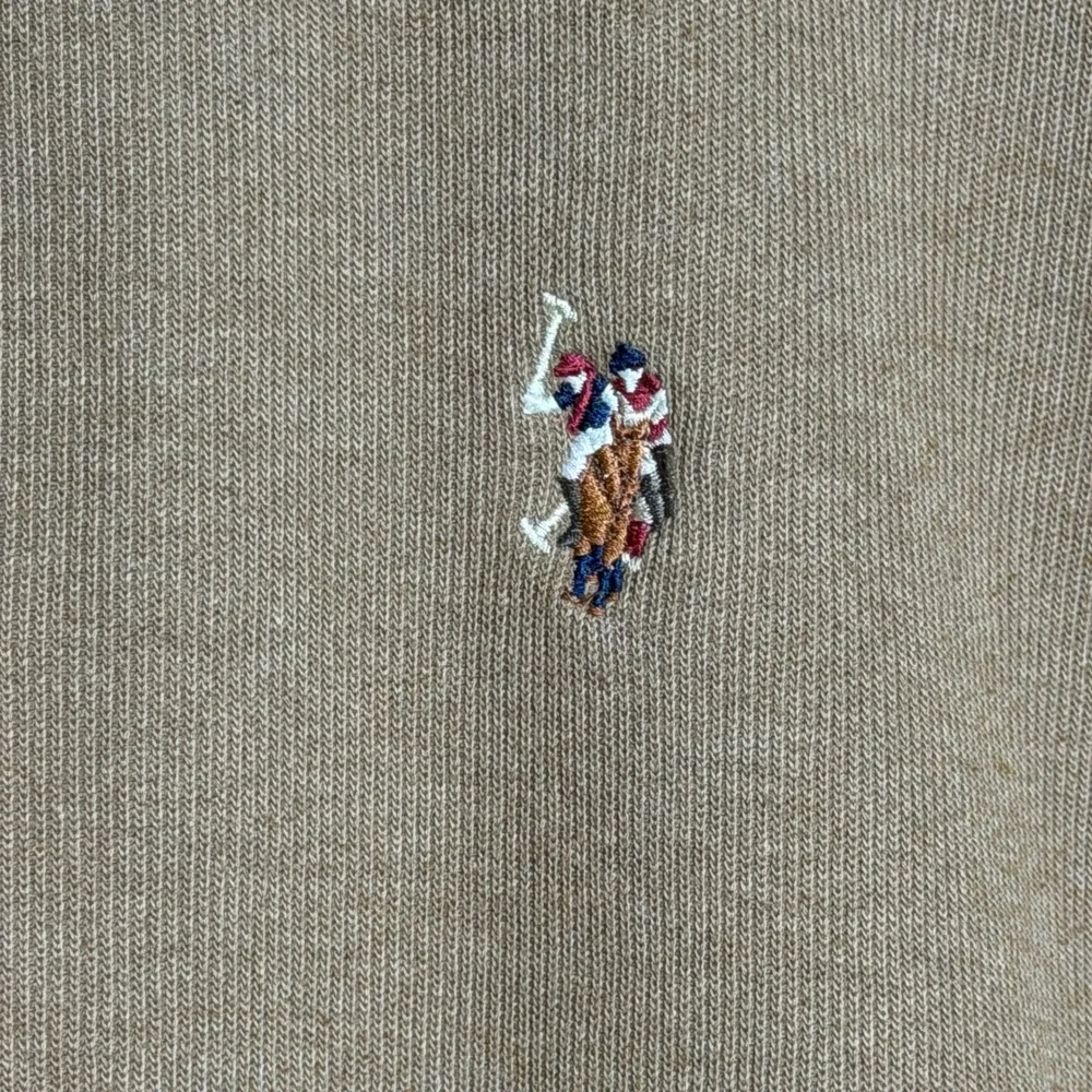 US Polo Assn Mens 2XL Camel Brown Quarter Zip Pullover Sweater Preppy Academia